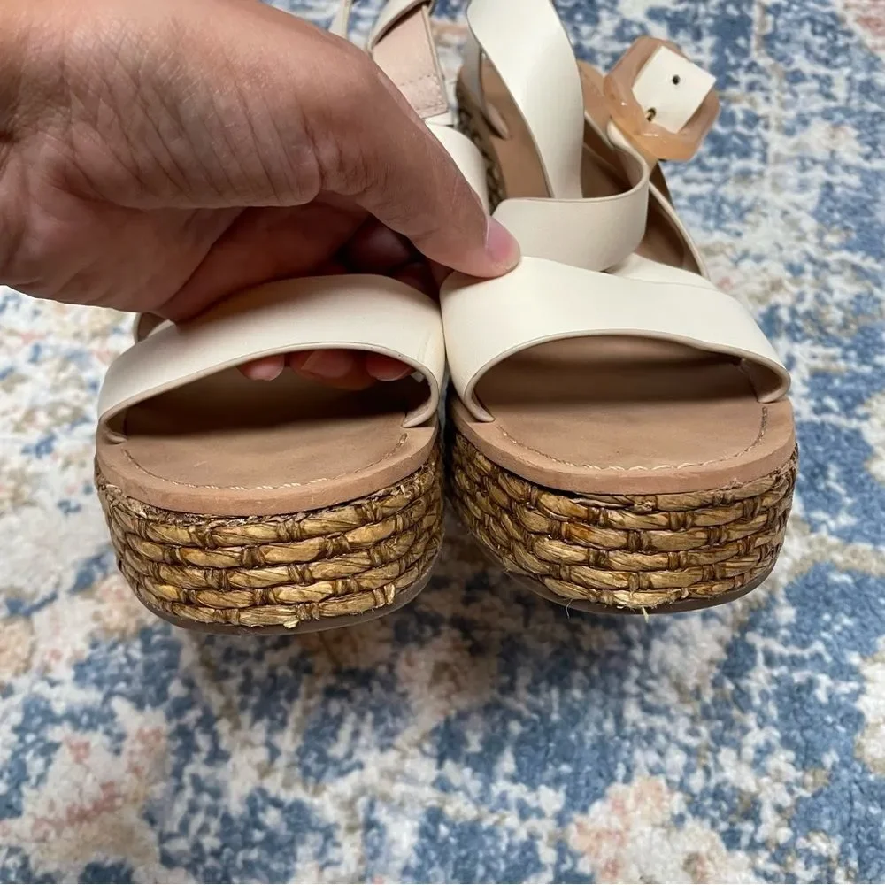 Louise et Cie Palina Platform Wedge Sandal - White Women’s Size 10